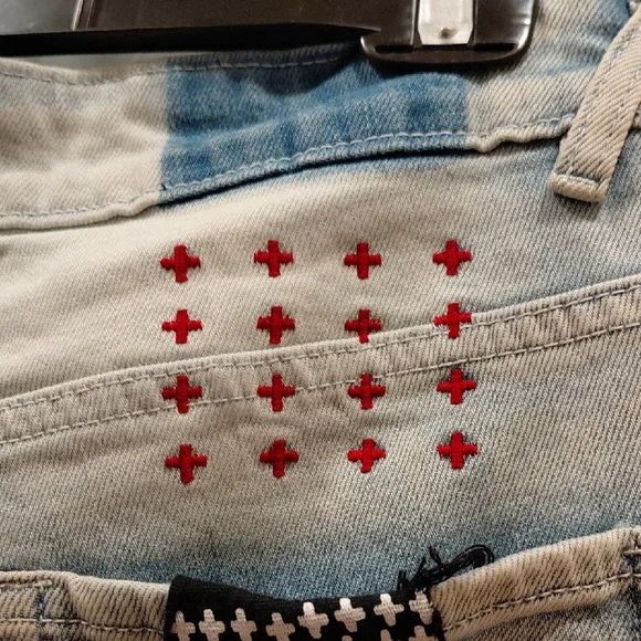 Ksubi Sz.28 Waist,Unisex, Light Blue Relaxed Jeans with Graphic Details....